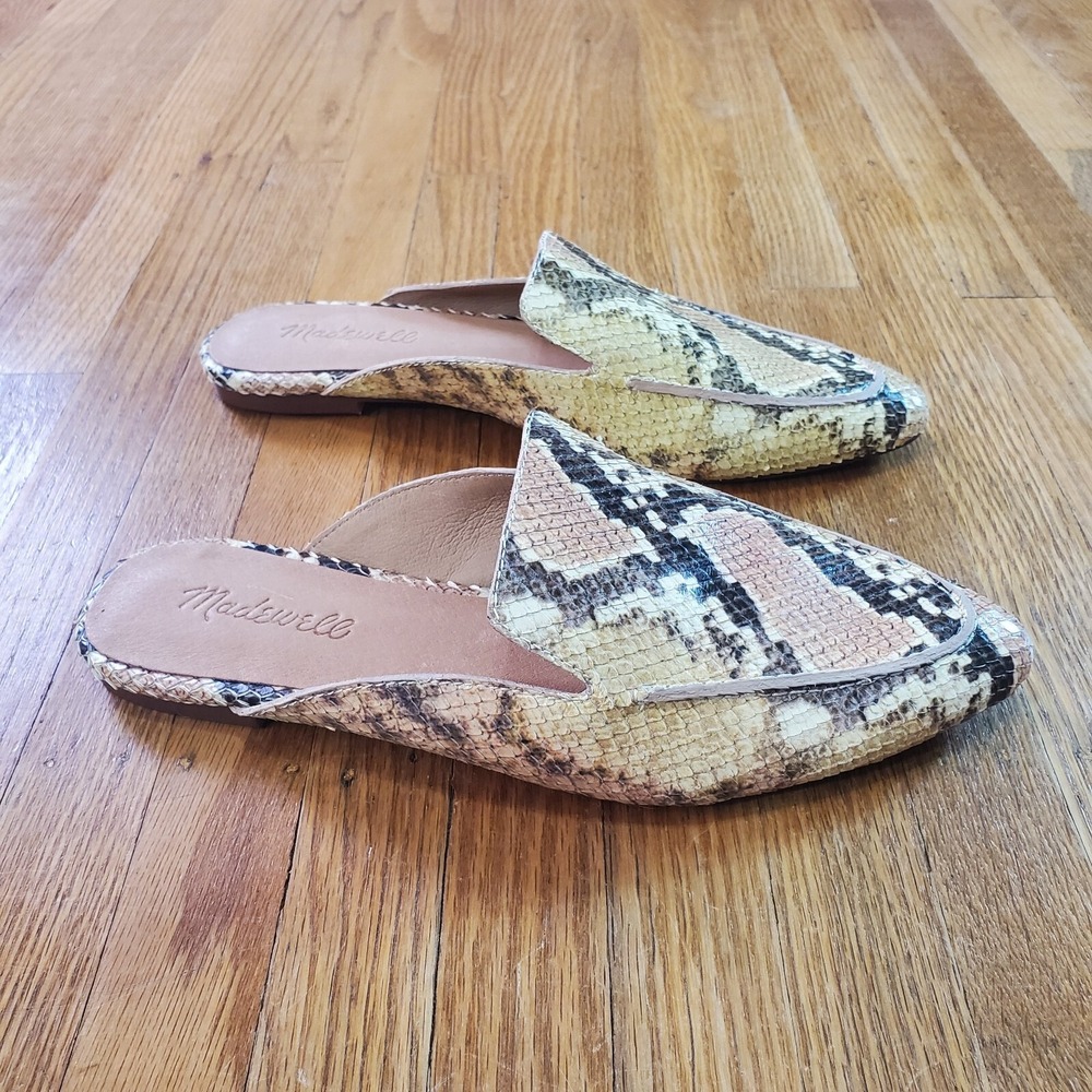 MADEWELL Frances Mule Sandals Womens Sz 7 Slip On Shoe Snakeskin Print